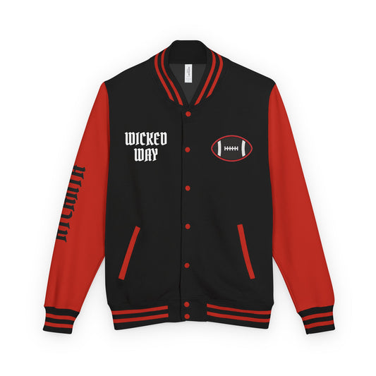 Red & Black "Wicked Way" Atlanta Deady Bear Football Heavyweight Letterman Jacket