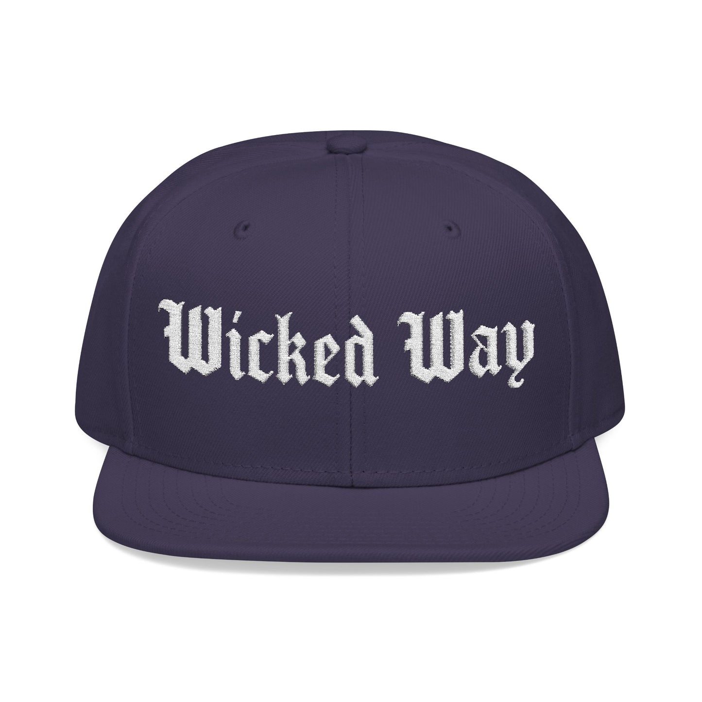 Base "Wicked Way" White Gothic Script Snapback