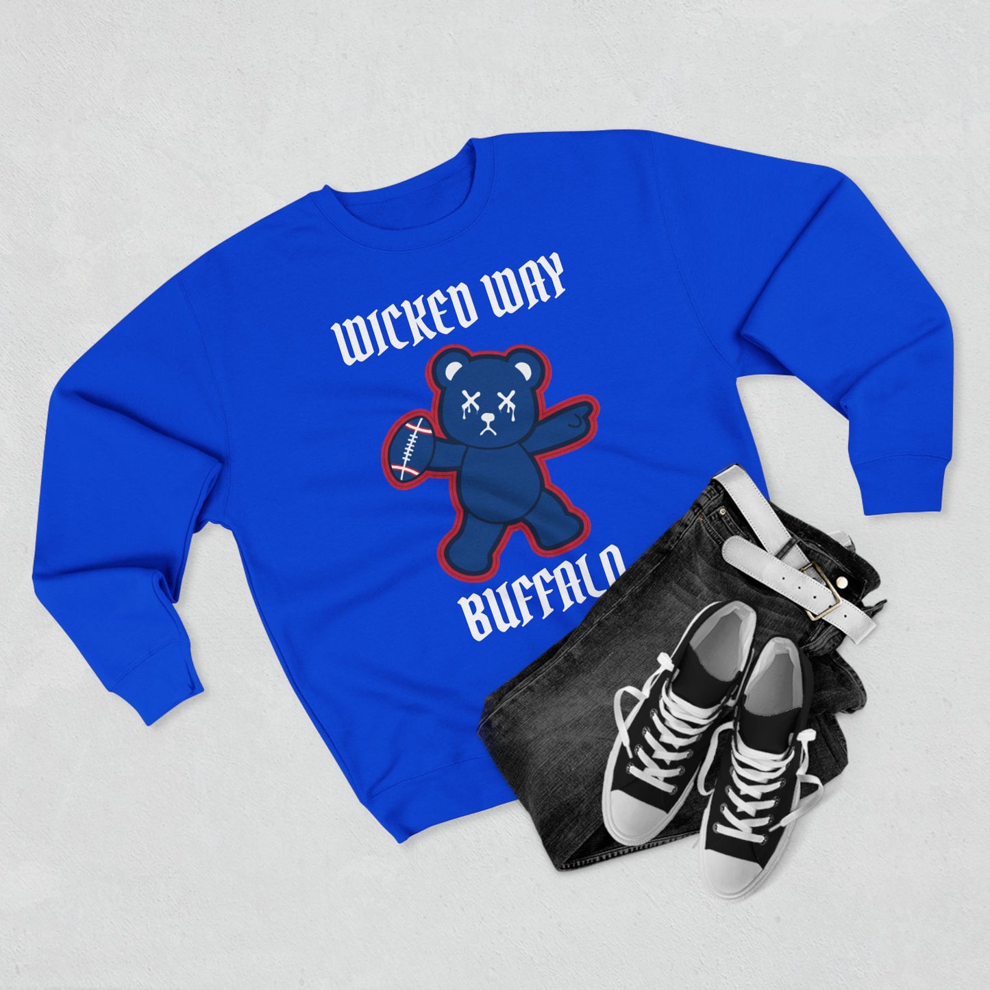 "Wicked Way" Deady Bear Football Buffalo Crewneck Sweatshirt
