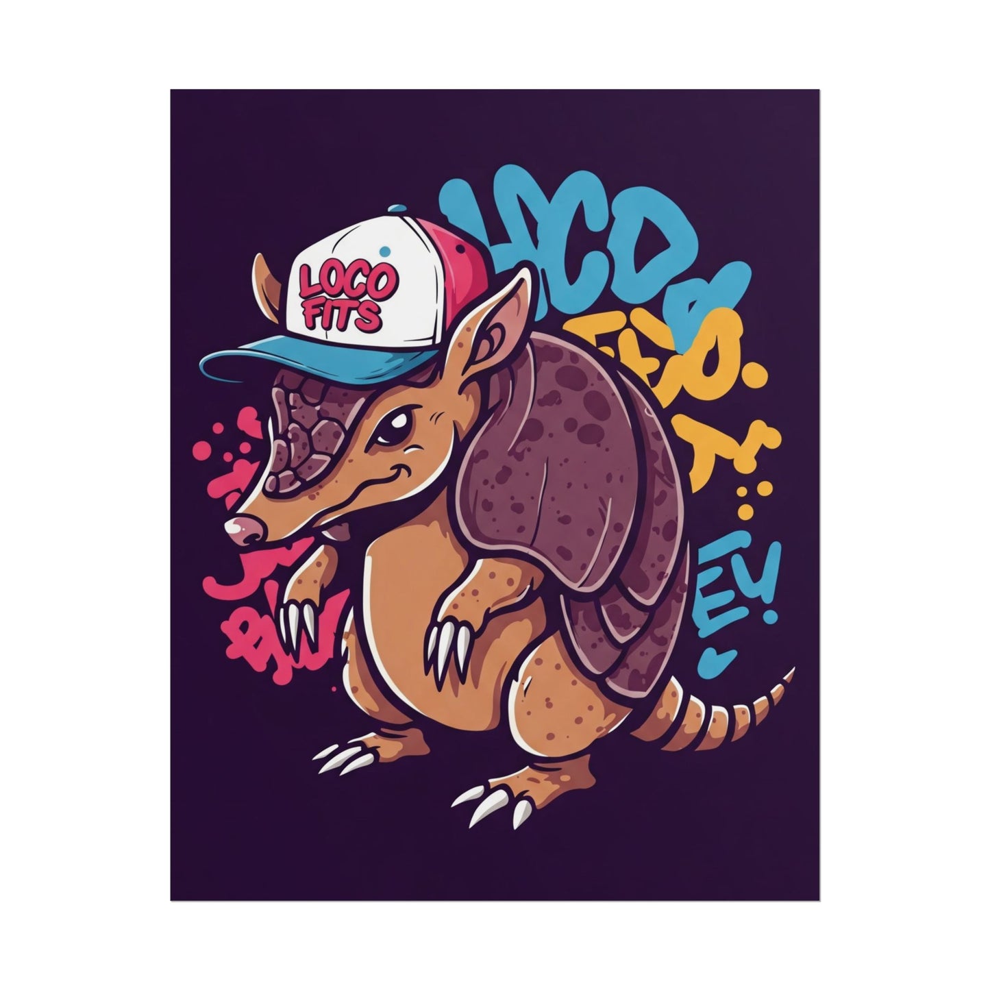 Colorful Loco Fits Armadillo Art Print - Loco Fits Rolled Poster