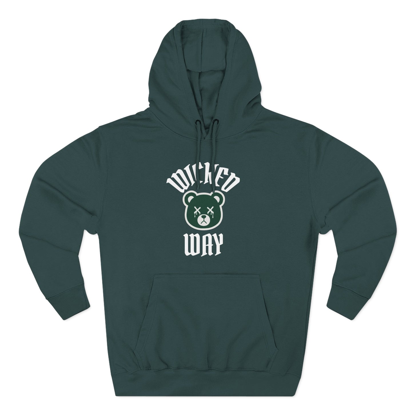 Sport Green "Wicked Way" Deady Bear Dark Green & White Fleece Hoodie