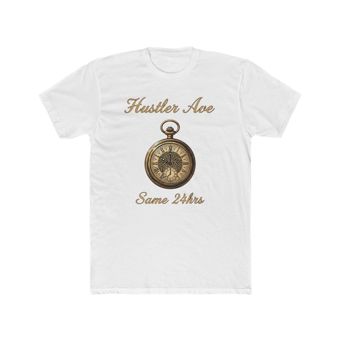 "Hustler Ave" Same 24Hrs Pocket Watch Cotton Crew Tee