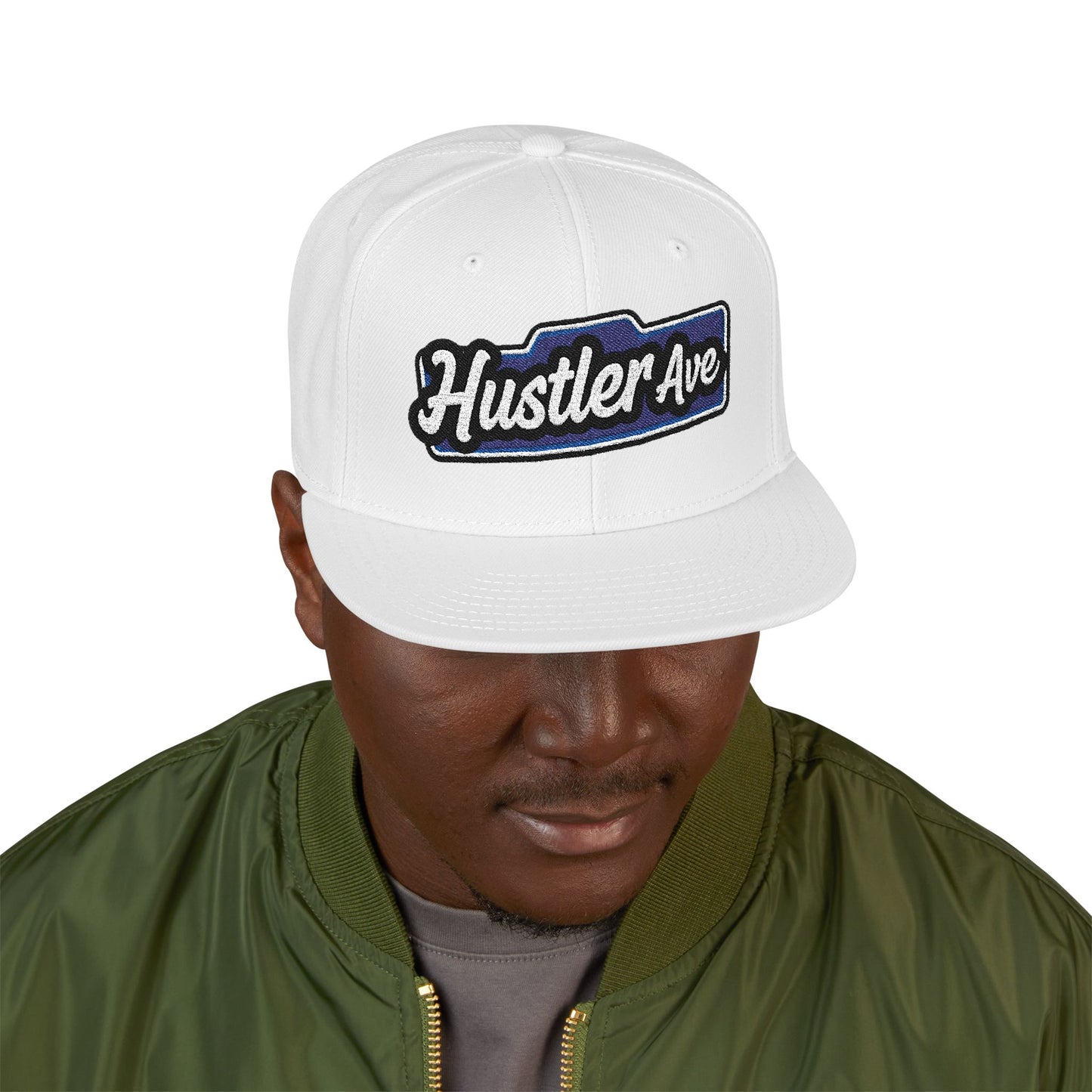 "Hustler Ave" Blue Logo Snapback Hat