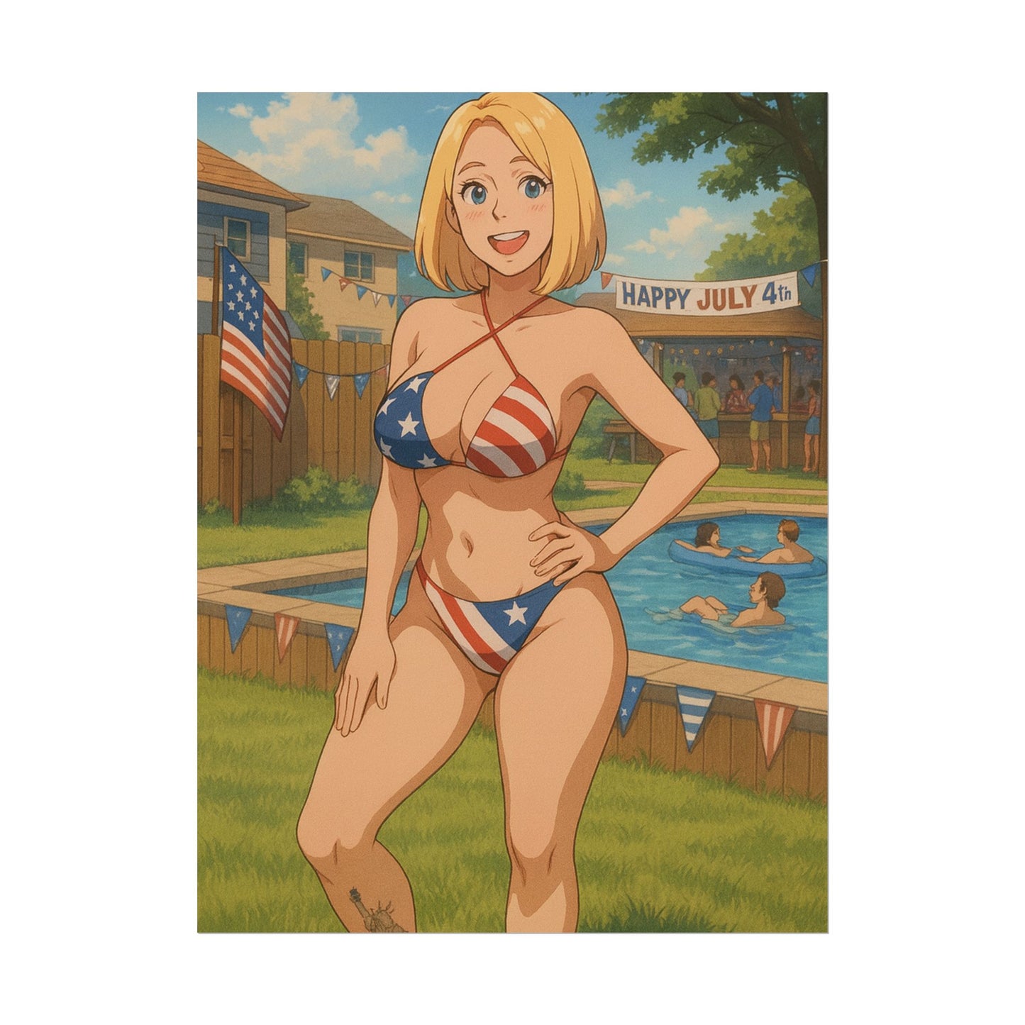 Loco Fits Anime Girls 'Happy July 4th' Poster