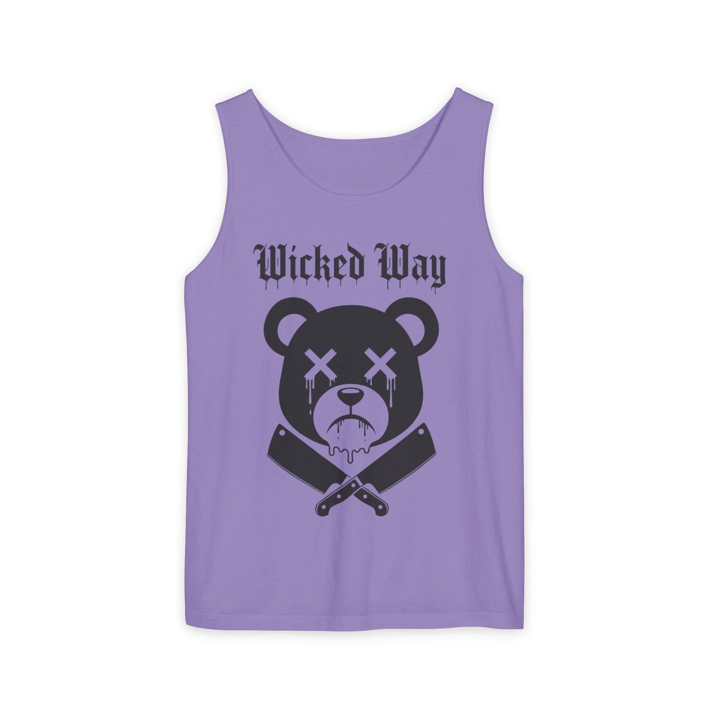 Limited Edition "Wicked Way" Drippy Bear Head Double Butcher Knife Tank Top