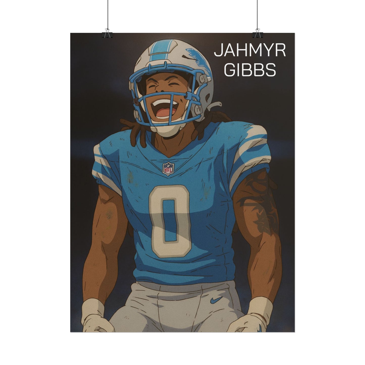 Loco Fits Anime Football 'Jahmyr Gibbs' Poster