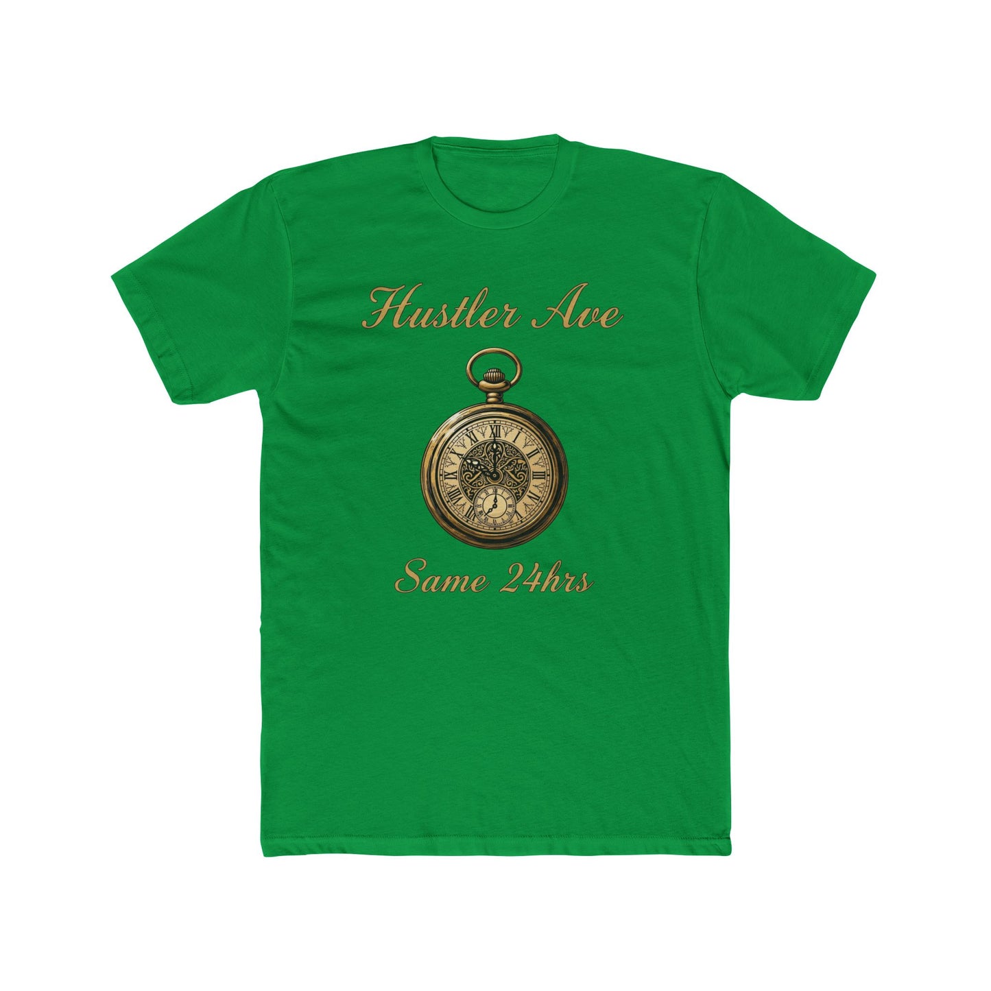 "Hustler Ave" Same 24Hrs Pocket Watch Cotton Crew Tee