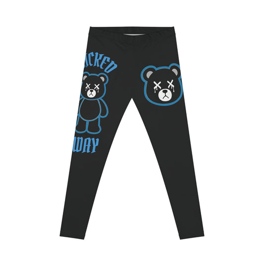 "Wicked Way" Deady Bears Black & Carolina Blue Women's Casual Leggings
