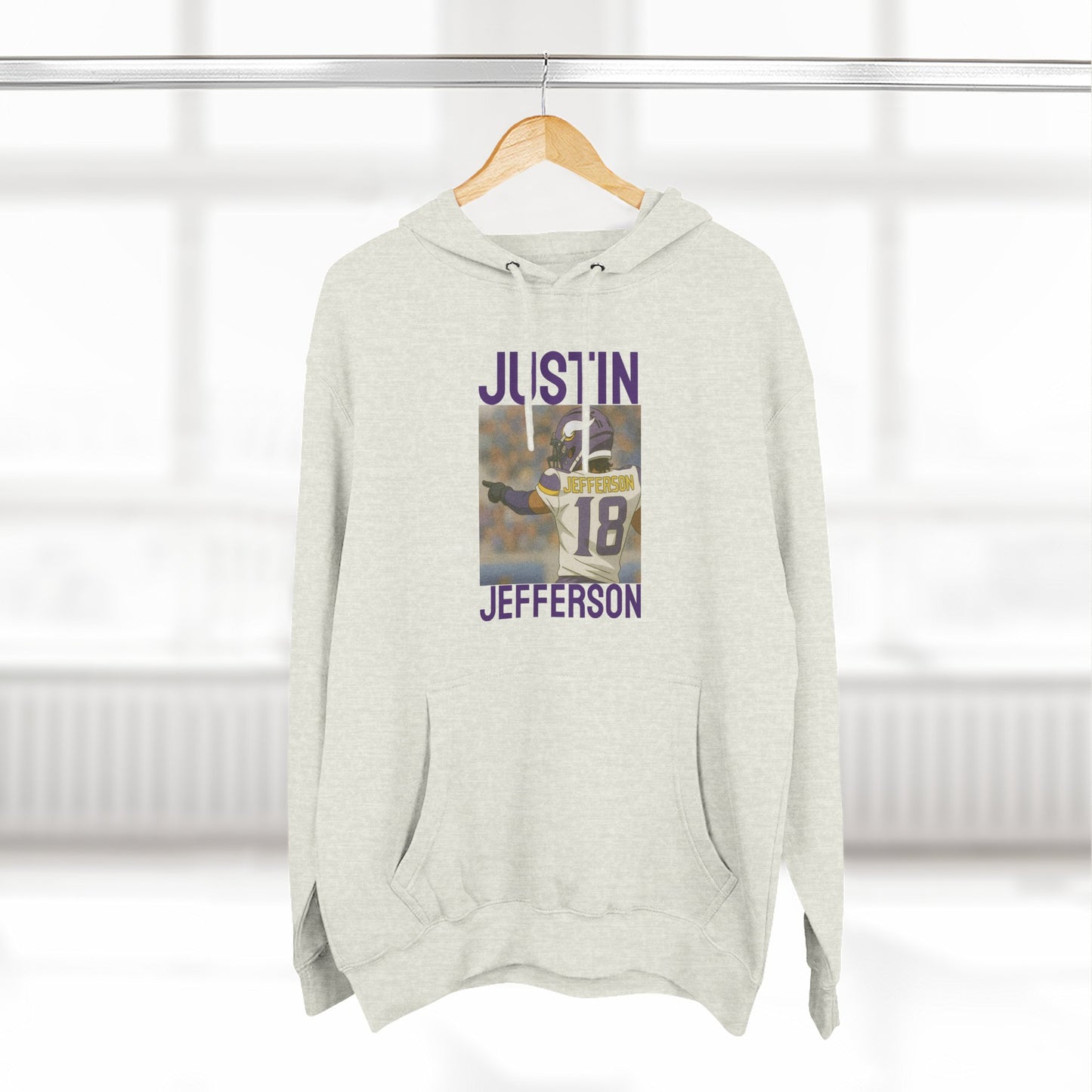Anime Football 'Justin Jefferson' Three-Panel Fleece Hoodie