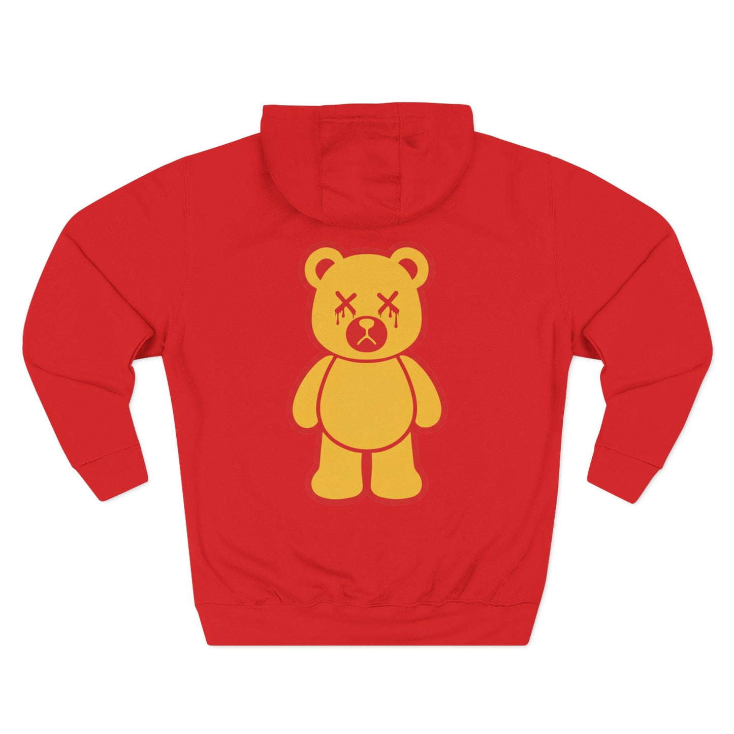Red "Wicked Way" Deady Bear Yellow Fleece Hoodie