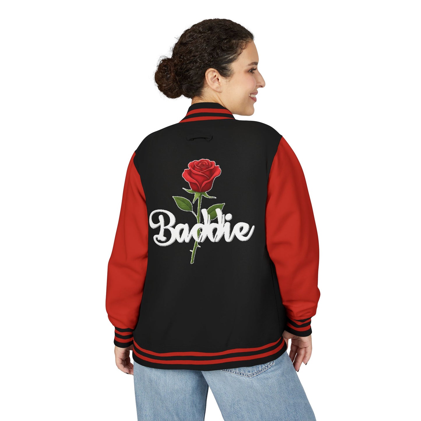 "Baddie Street" Labeled Baddie Rose Heavyweight Letterman Jacket
