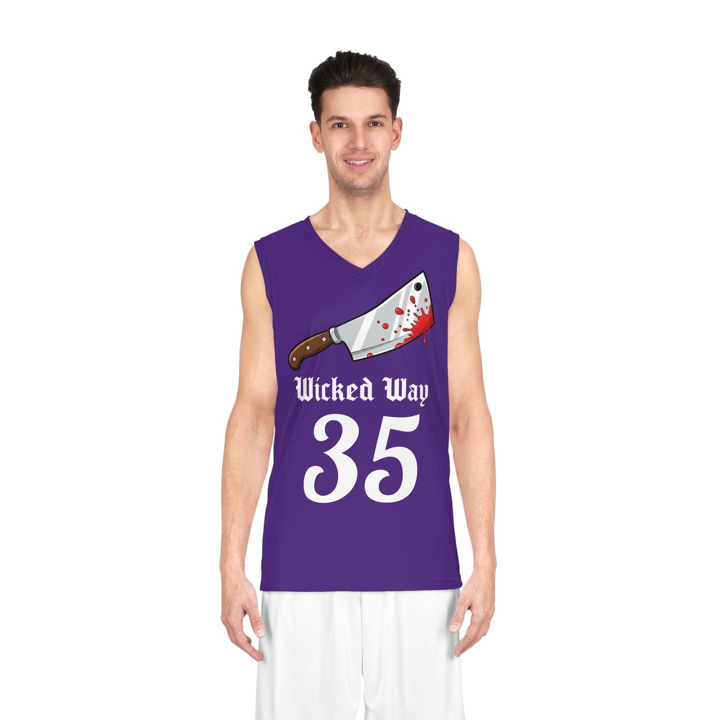 Purple "Wicked Way" #35 Butcher Knife Alt. Basketball Jersey