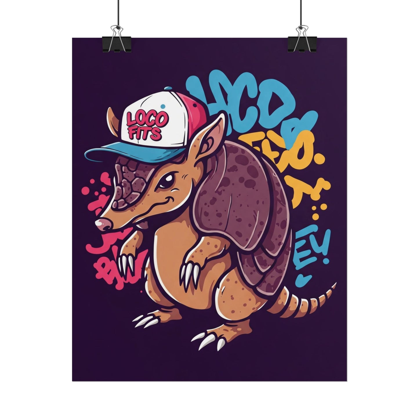 Colorful Loco Fits Armadillo Art Print - Loco Fits Rolled Poster