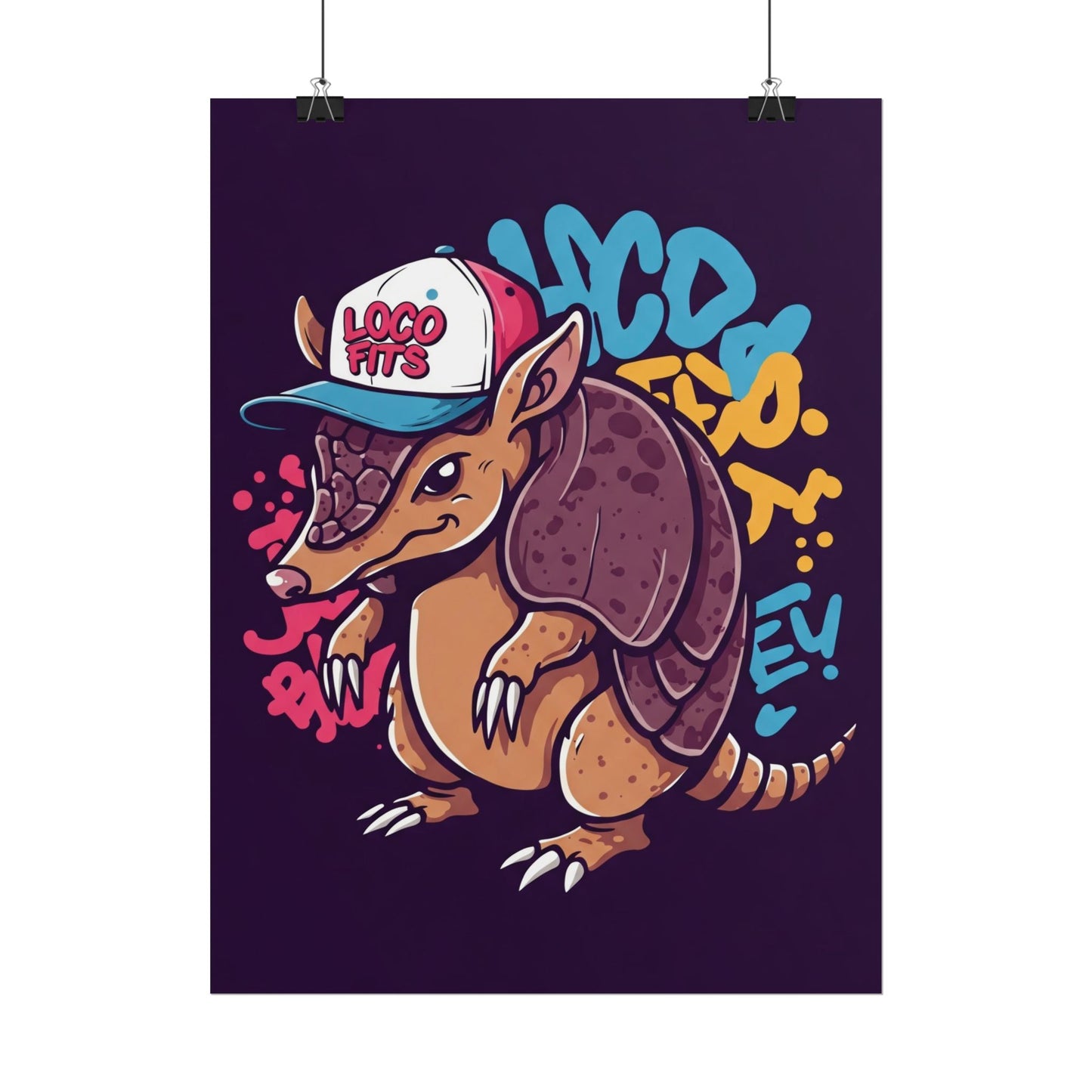 Colorful Loco Fits Armadillo Art Print - Loco Fits Rolled Poster