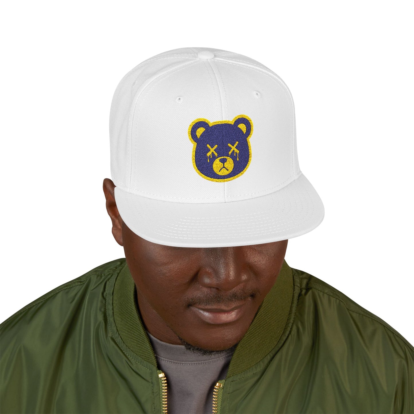 "Wicked Way" Deady Bear Head Purple & Yellow Logo Snapback