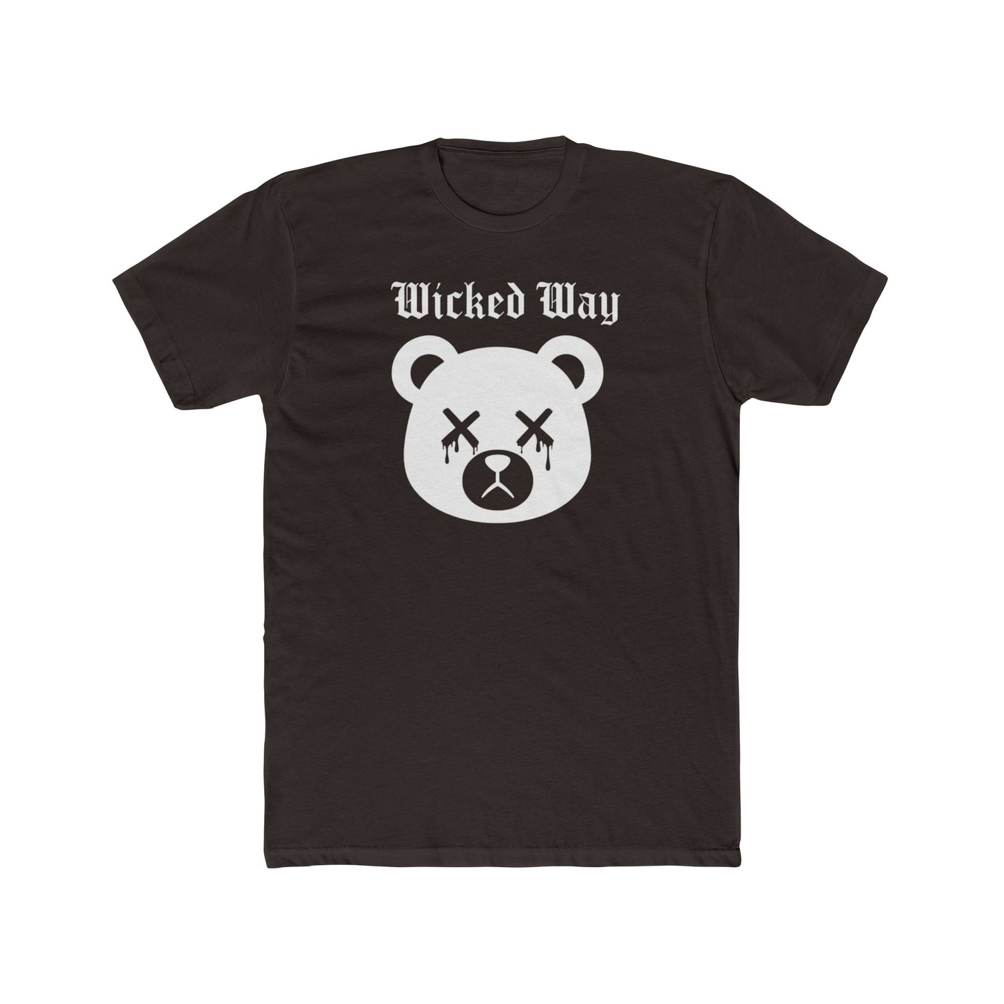 "Wicked Way" Dead Bear Head White Logo Cotton Crew Tee