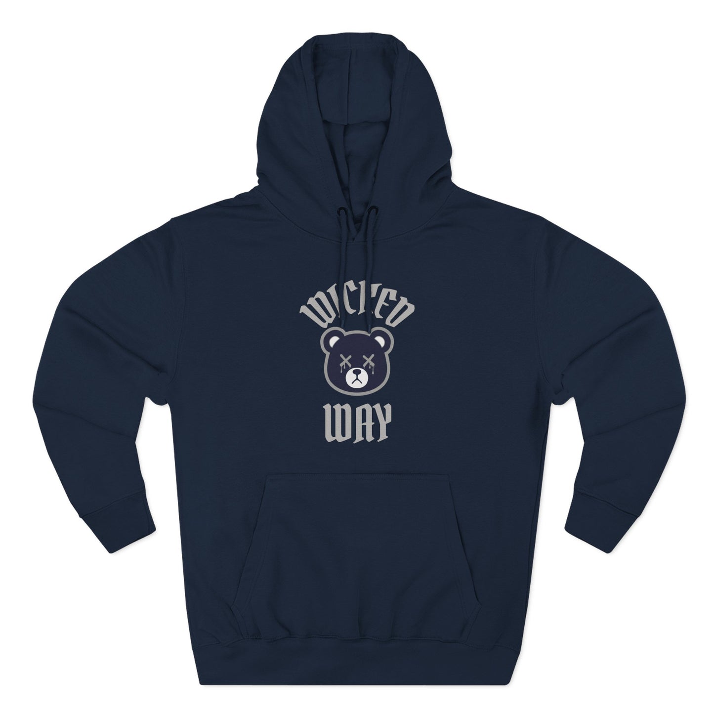 Navy "Wicked Way" Deady Bear Navy & Grey Fleece Hoodie