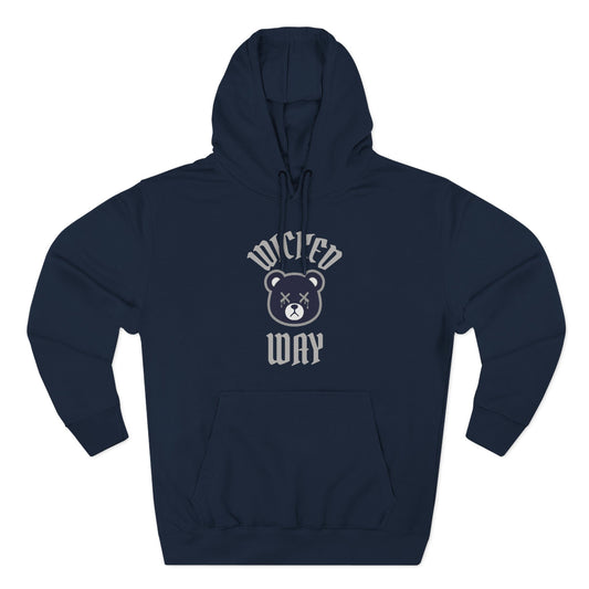 Navy "Wicked Way" Deady Bear Navy & Grey Fleece Hoodie