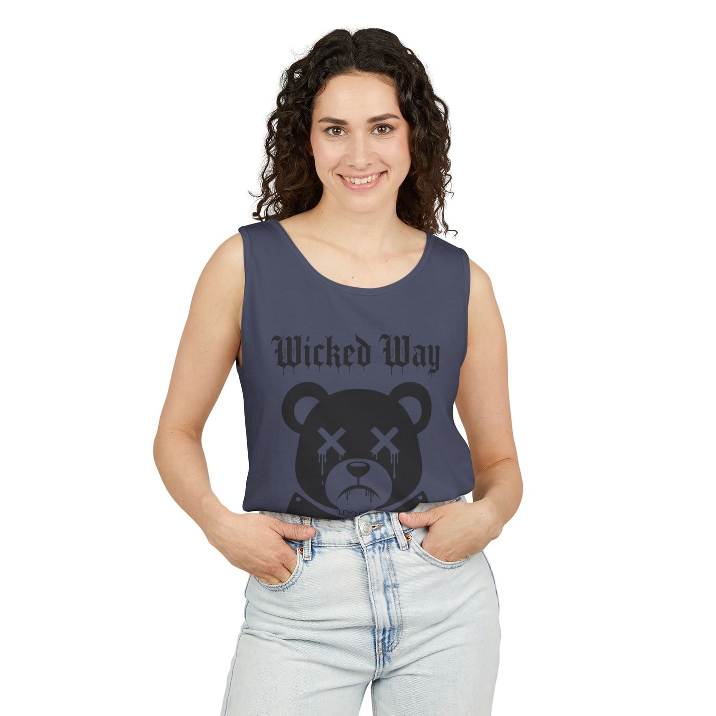 Limited Edition "Wicked Way" Drippy Bear Head Double Butcher Knife Tank Top