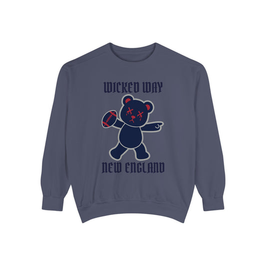 "Wicked Way" New England Deady Bear Football Dyed Sweatshirt