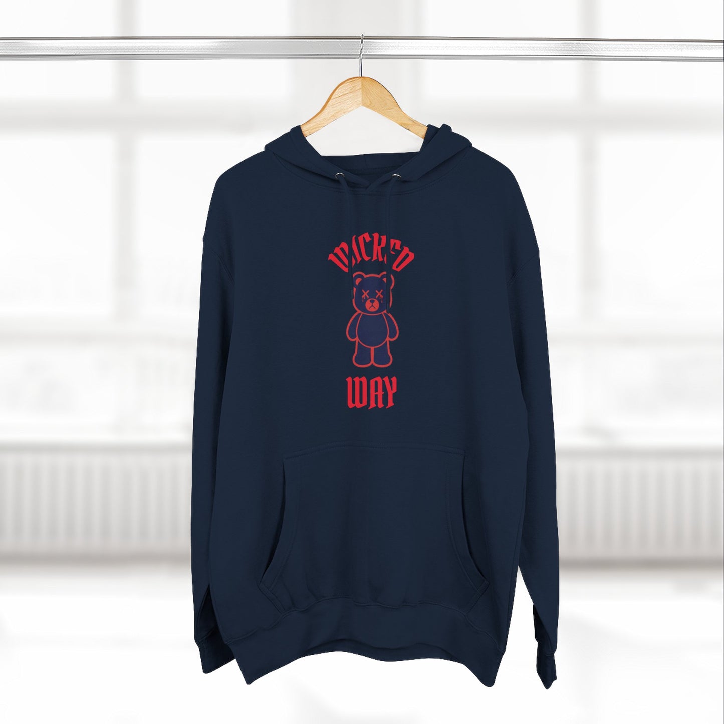 "Wicked Way" Deady Bear Red & Blue Fleece Hoodie