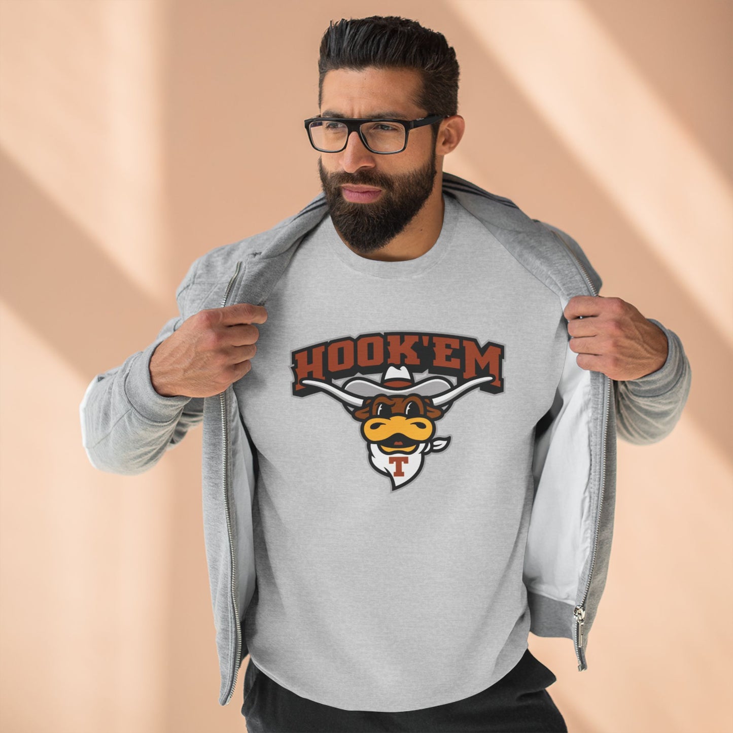 'Texas Hook Em Bevo' Cotton Crewneck Sweatshirt