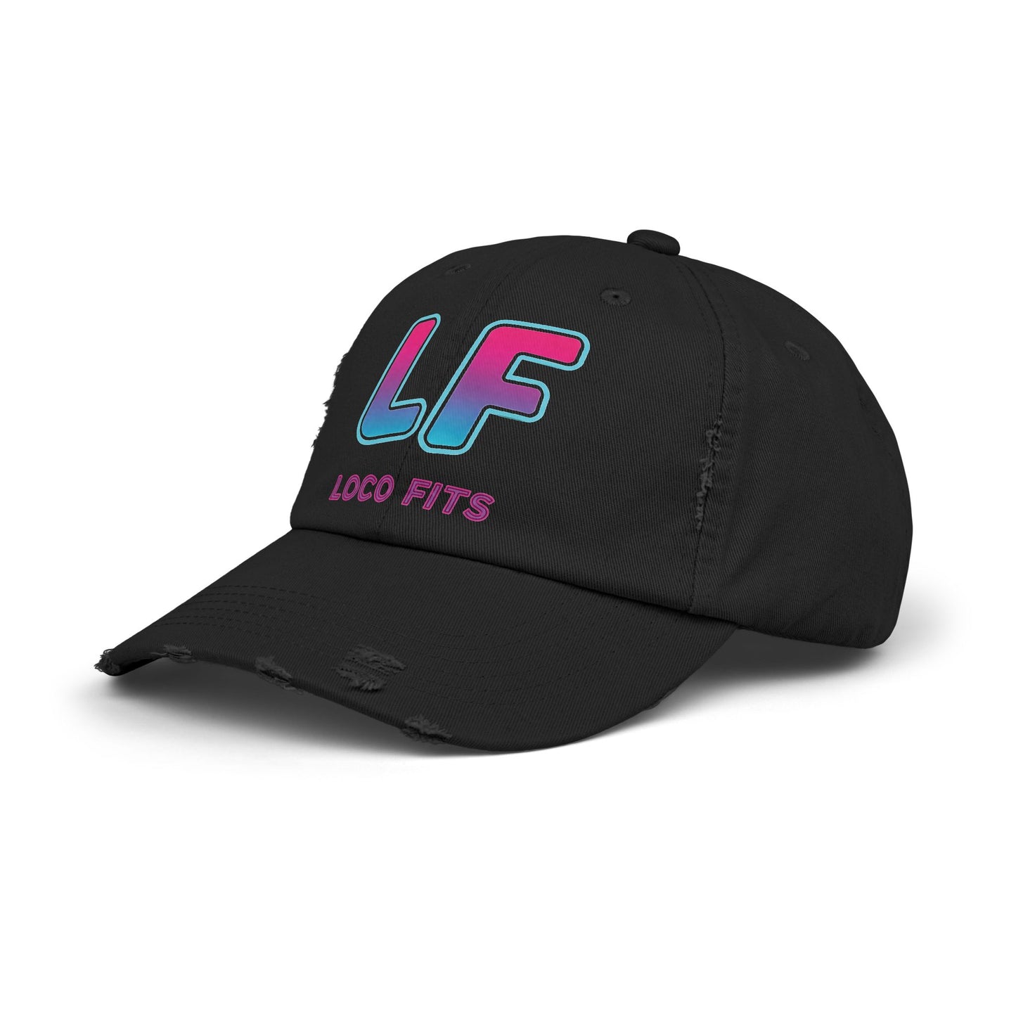 Unisex Distressed Cap - Loco Fits 'LF' Logo - Trendy Casual Hat for Everyday Wear