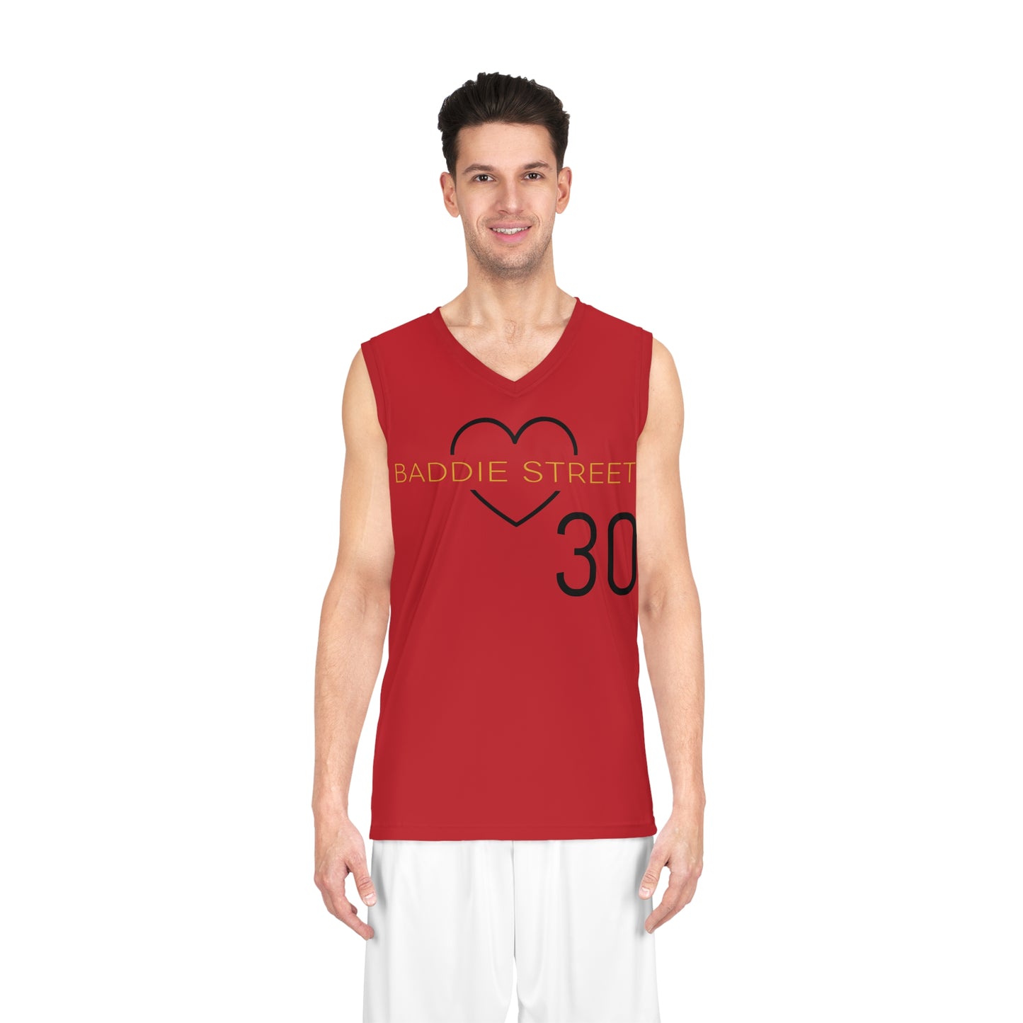 Red, Black & Gold "Baddie Street" #30 Classy Heart Alt. Basketball Jersey