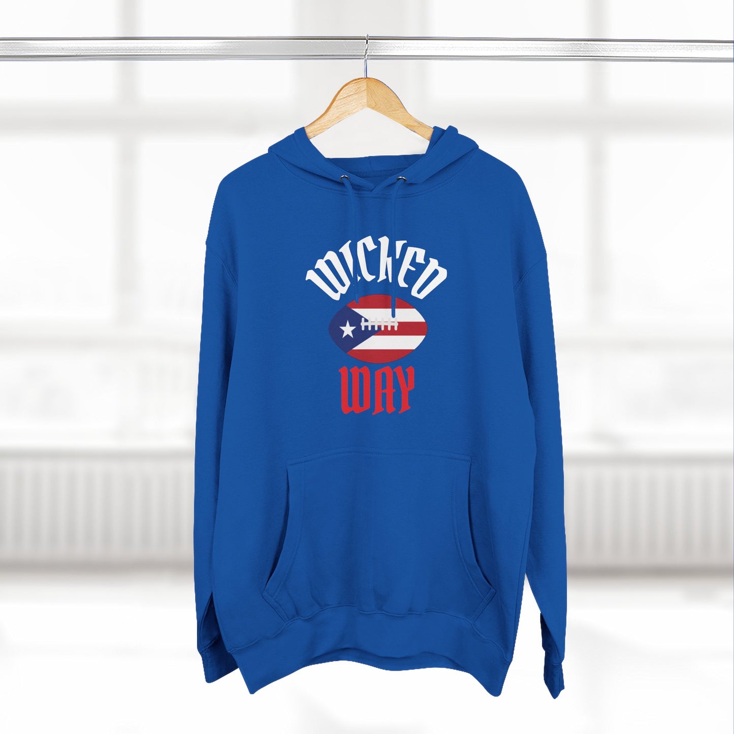 Nation P.R. "Wicked Way" Deady Bear Football Blue, White, & Red Fleece Hoodie