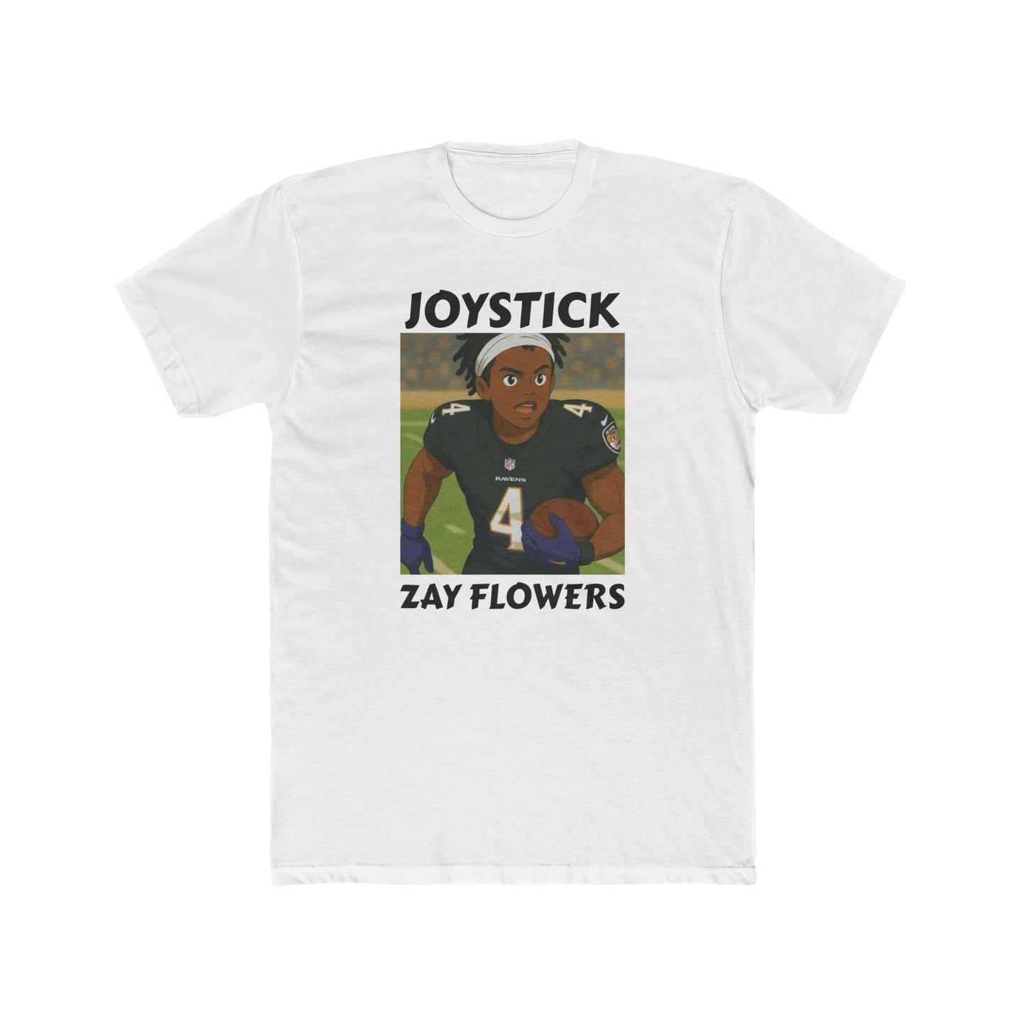 Anime Football 'Joystick Zay Flowers' Cotton Crew Tee