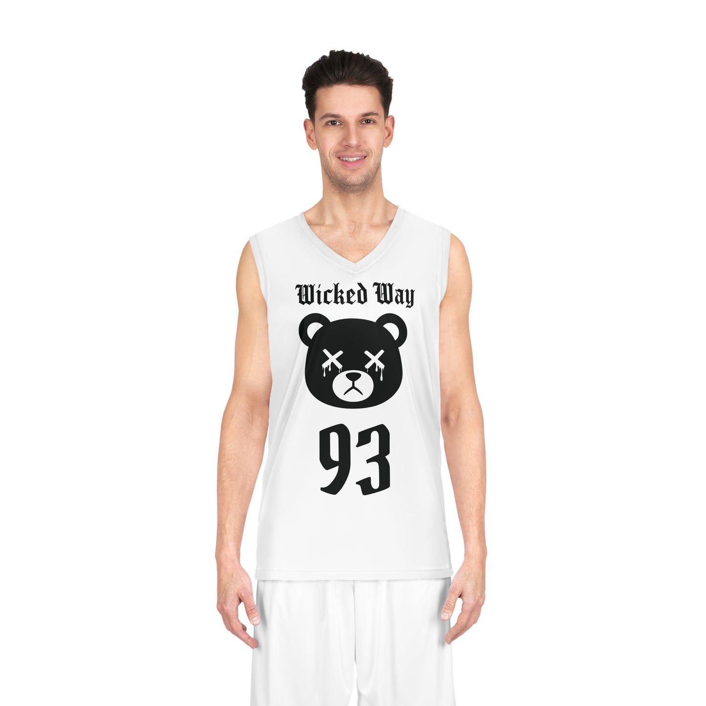White "Wicked Way" #93 Dead Bear Head Alt. Basketball Jersey