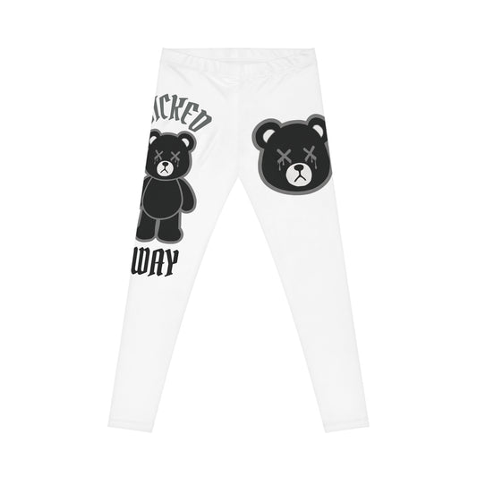"Wicked Way" Deady Bears White, Grey & Black Women's Casual Leggings