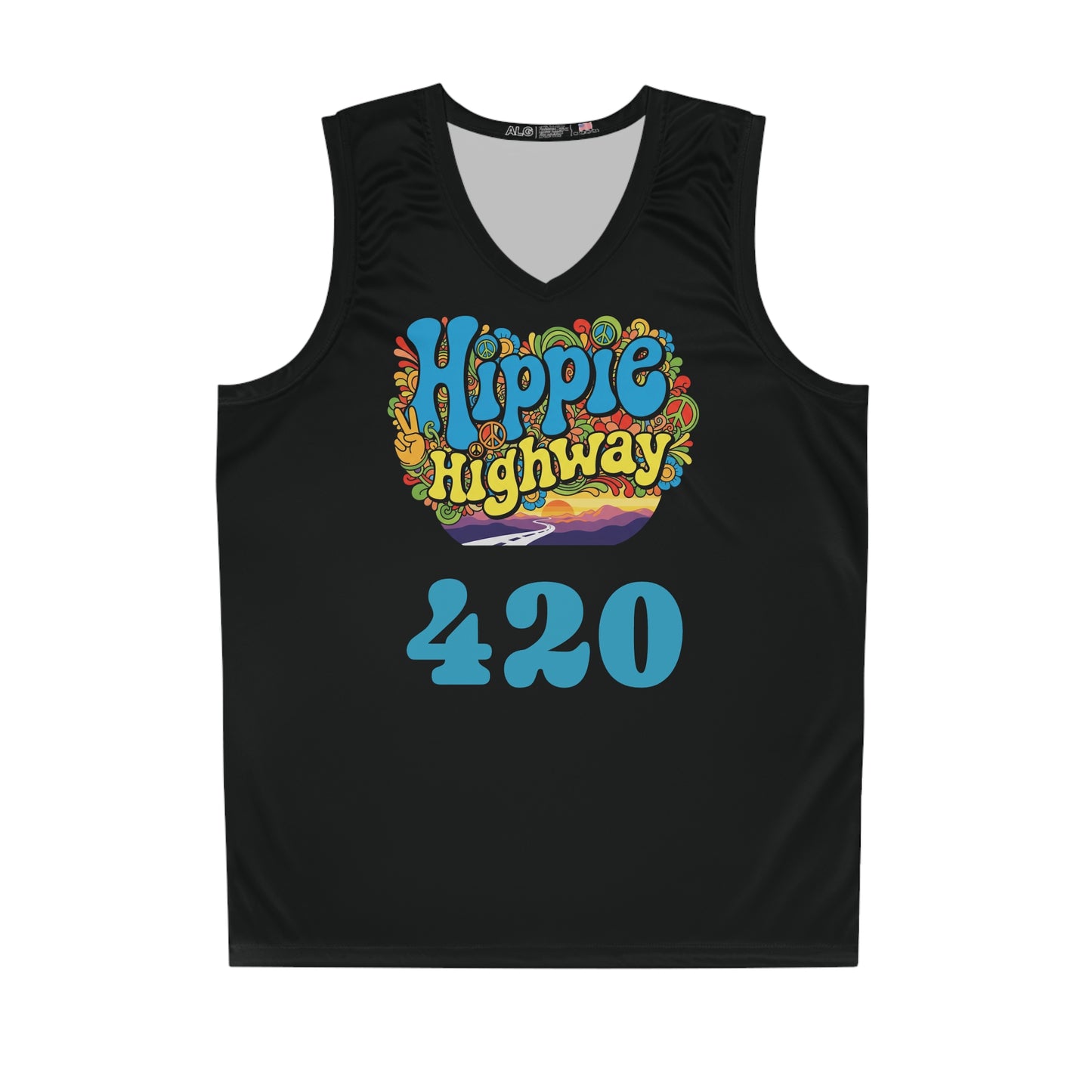 Black "Hippie Highway" #420 Open Mind Open Road Basketball Jersey