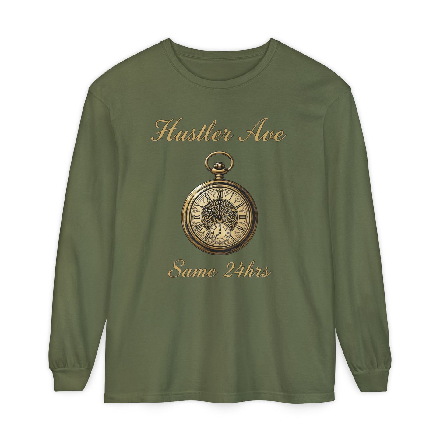 "Hustler Ave" Same 24Hrs Pocket Watch Long Sleeve Tee