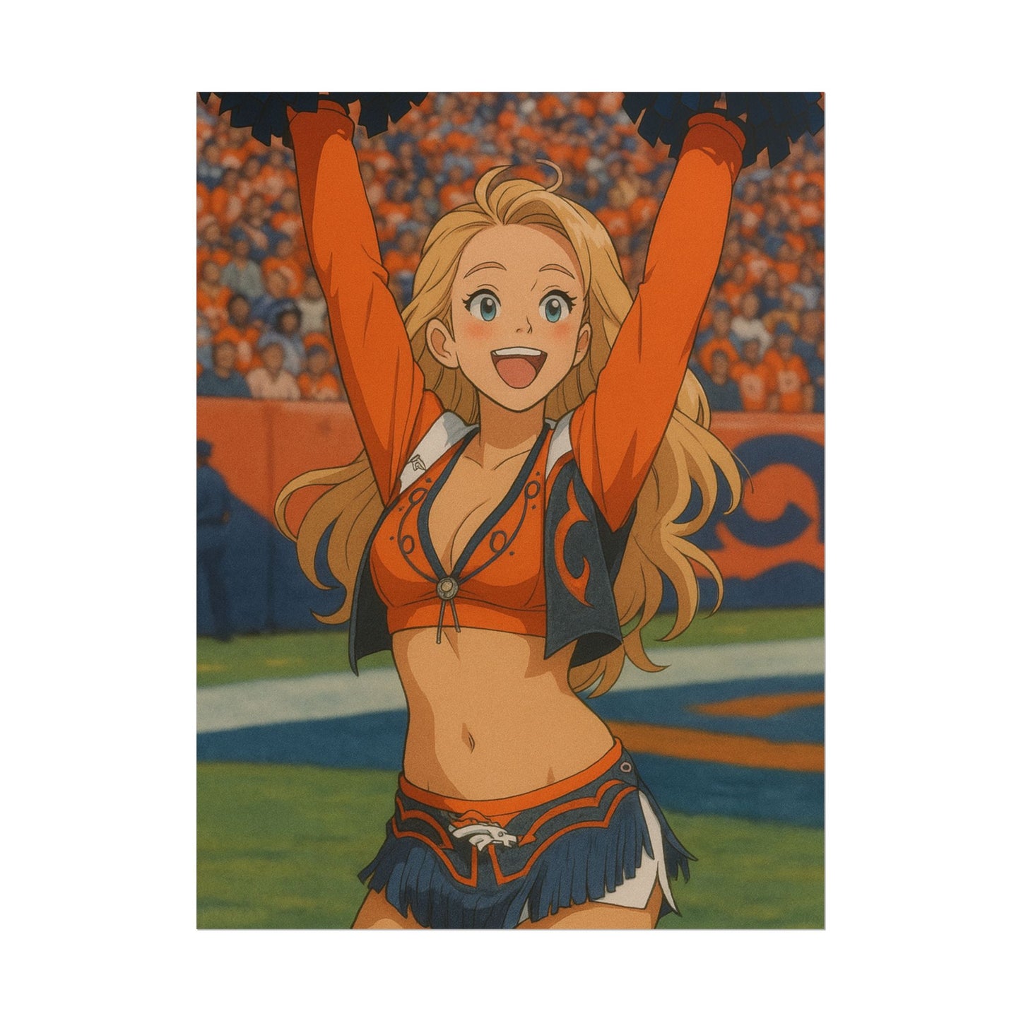 Loco Fits Anime Girls 'Broncos Cheerleader On-Field 1' Poster