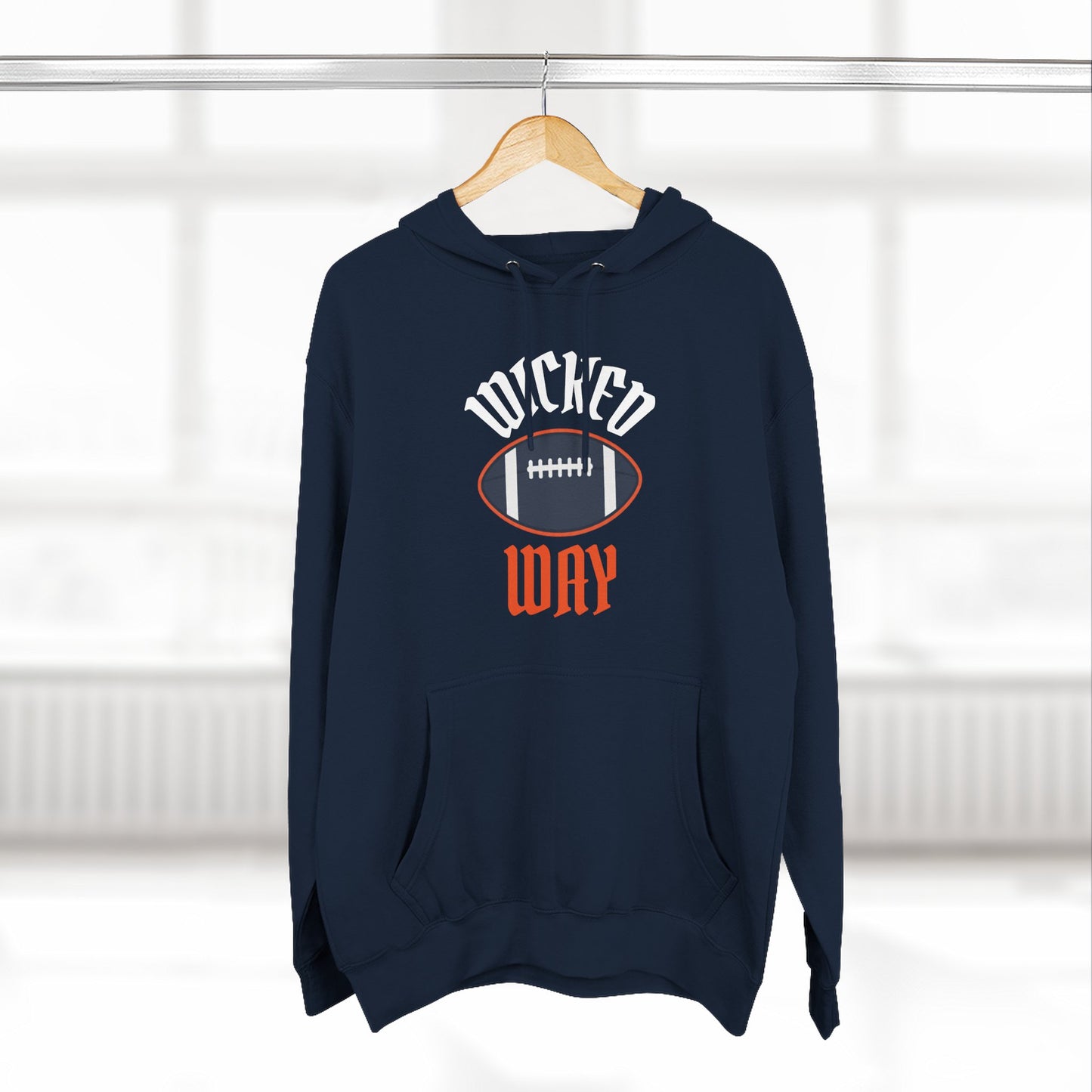 Legends Navy Blue "Wicked Way" Deady Bear Football White & Orange Fleece Hoodie