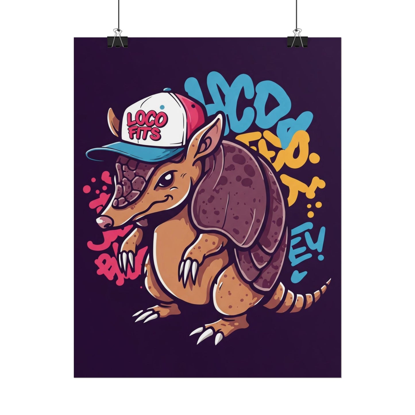Colorful Loco Fits Armadillo Art Print - Loco Fits Rolled Poster