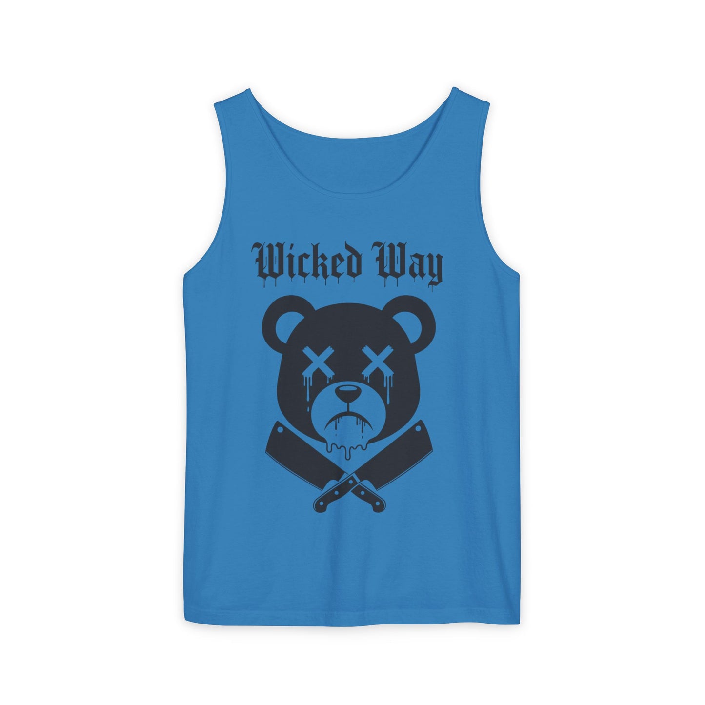 Limited Edition "Wicked Way" Drippy Bear Head Double Butcher Knife Tank Top