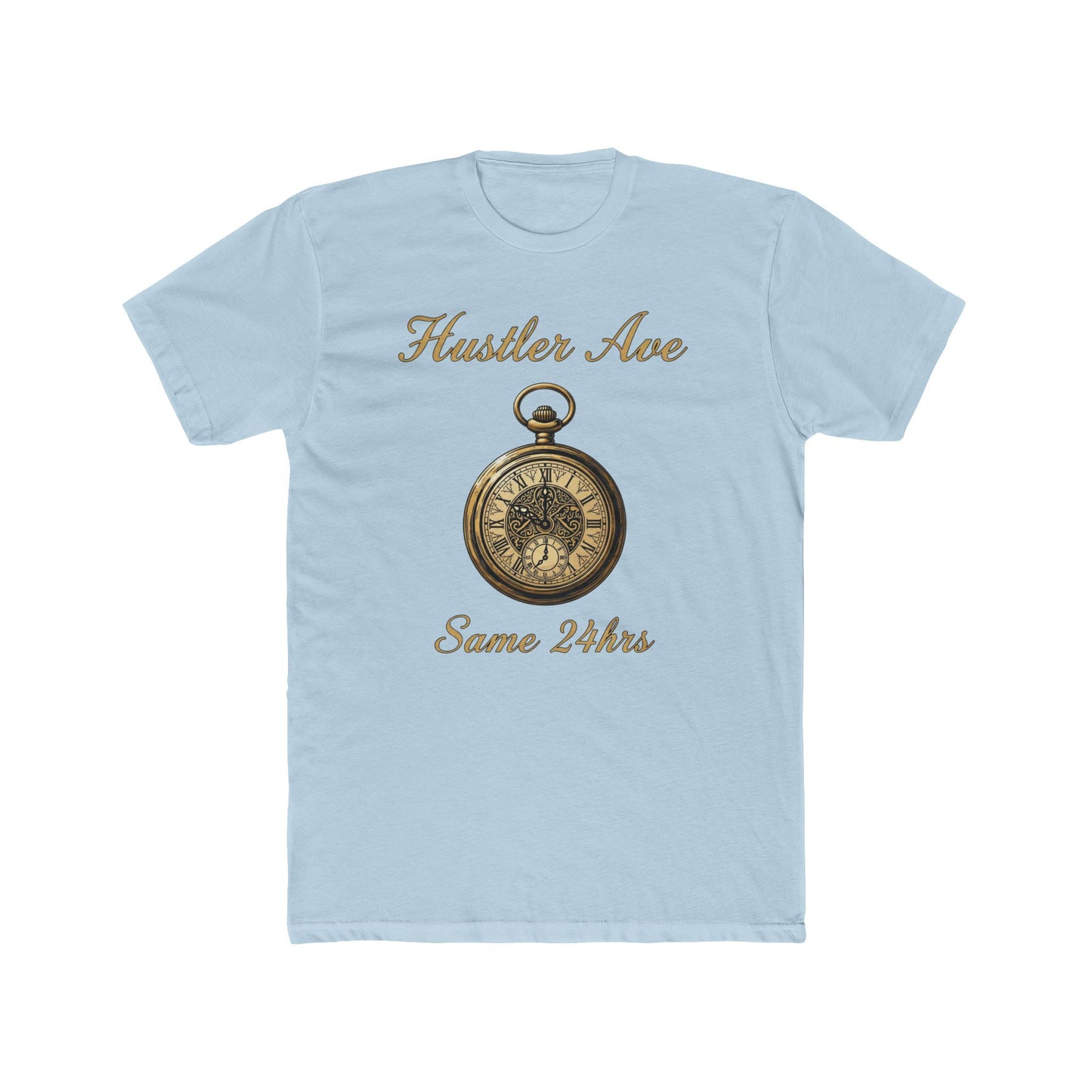 "Hustler Ave" Same 24Hrs Pocket Watch Cotton Crew Tee
