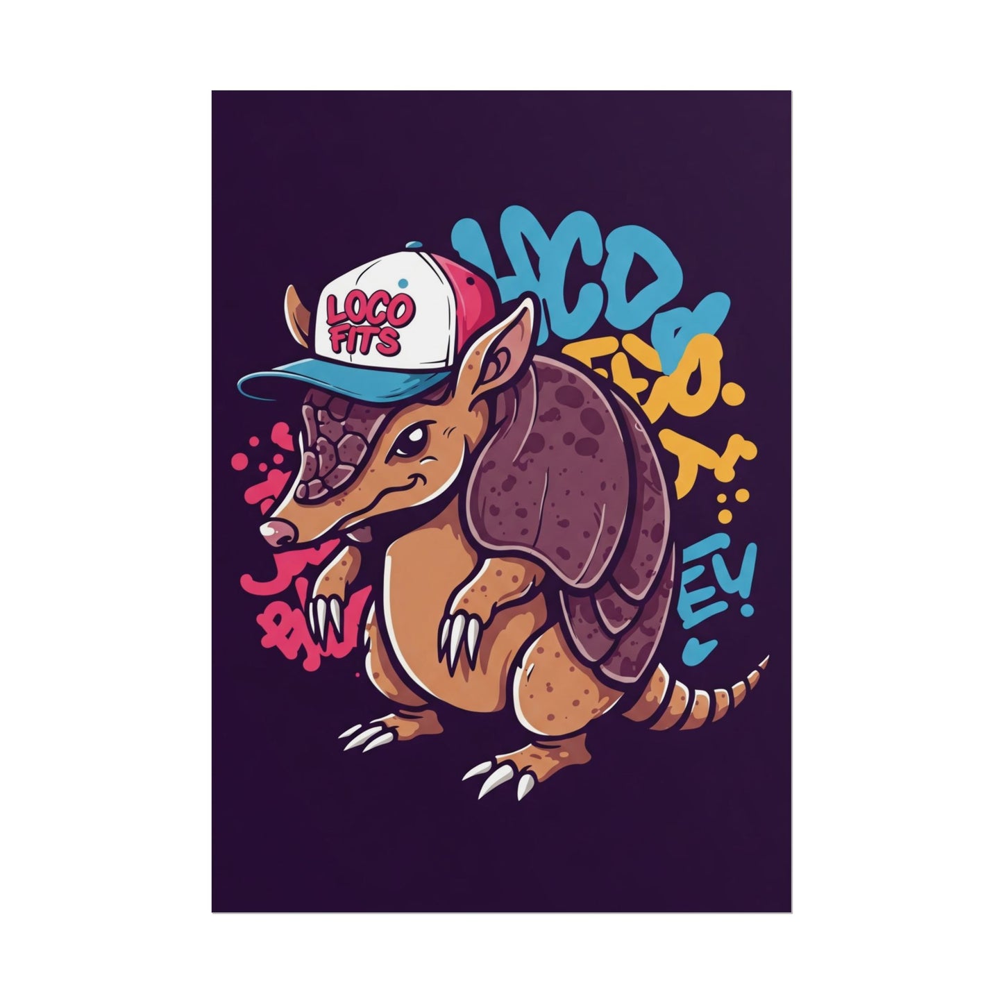 Colorful Loco Fits Armadillo Art Print - Loco Fits Rolled Poster