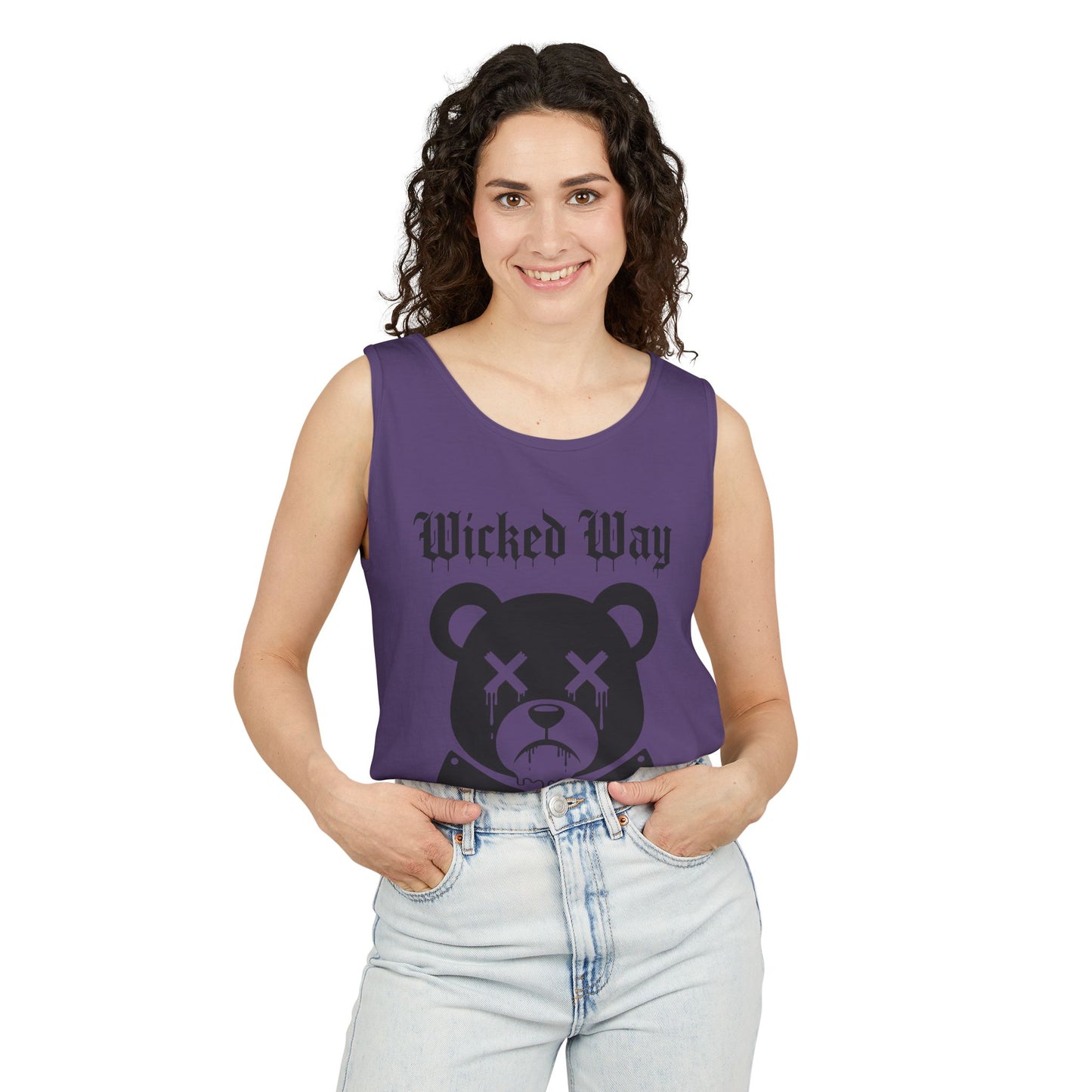 Limited Edition "Wicked Way" Drippy Bear Head Double Butcher Knife Tank Top