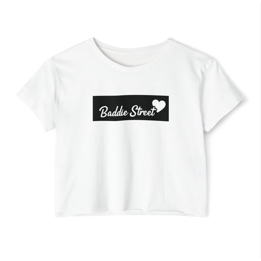 Limited Edition "Baddie Street" Block Script Heart Women's Crop Top