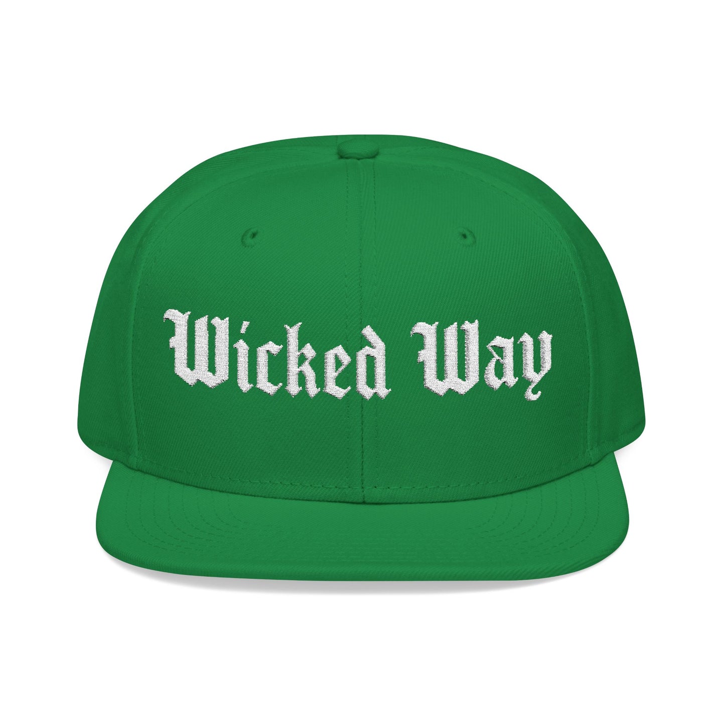 Base "Wicked Way" White Gothic Script Snapback