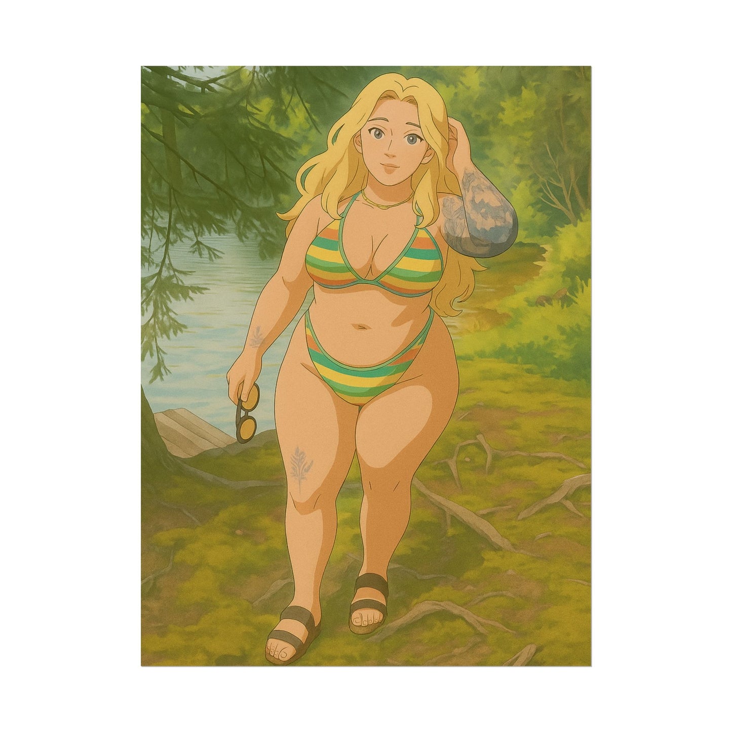 Loco Fits Anime Girls 'Dip by the Lake' Poster