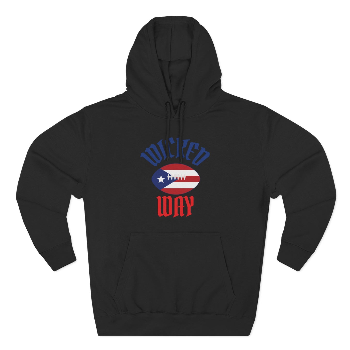 Nation "Wicked Way" Deady Bear Football Blue, White, & Red Fleece Hoodie
