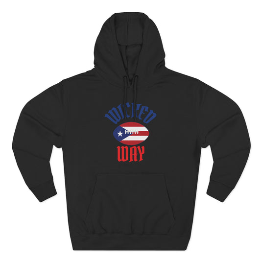 Nation P.R. "Wicked Way" Deady Bear Football Blue, White, & Red Fleece Hoodie