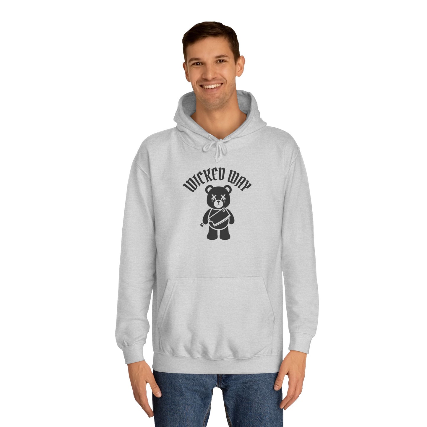 "Wicked Way" Deady Bear Butcher Knife Black Logo College Hoodie