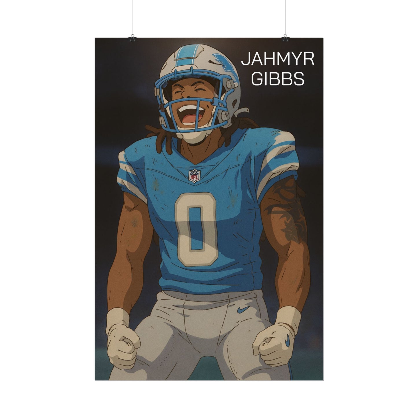 Loco Fits Anime Football 'Jahmyr Gibbs' Poster