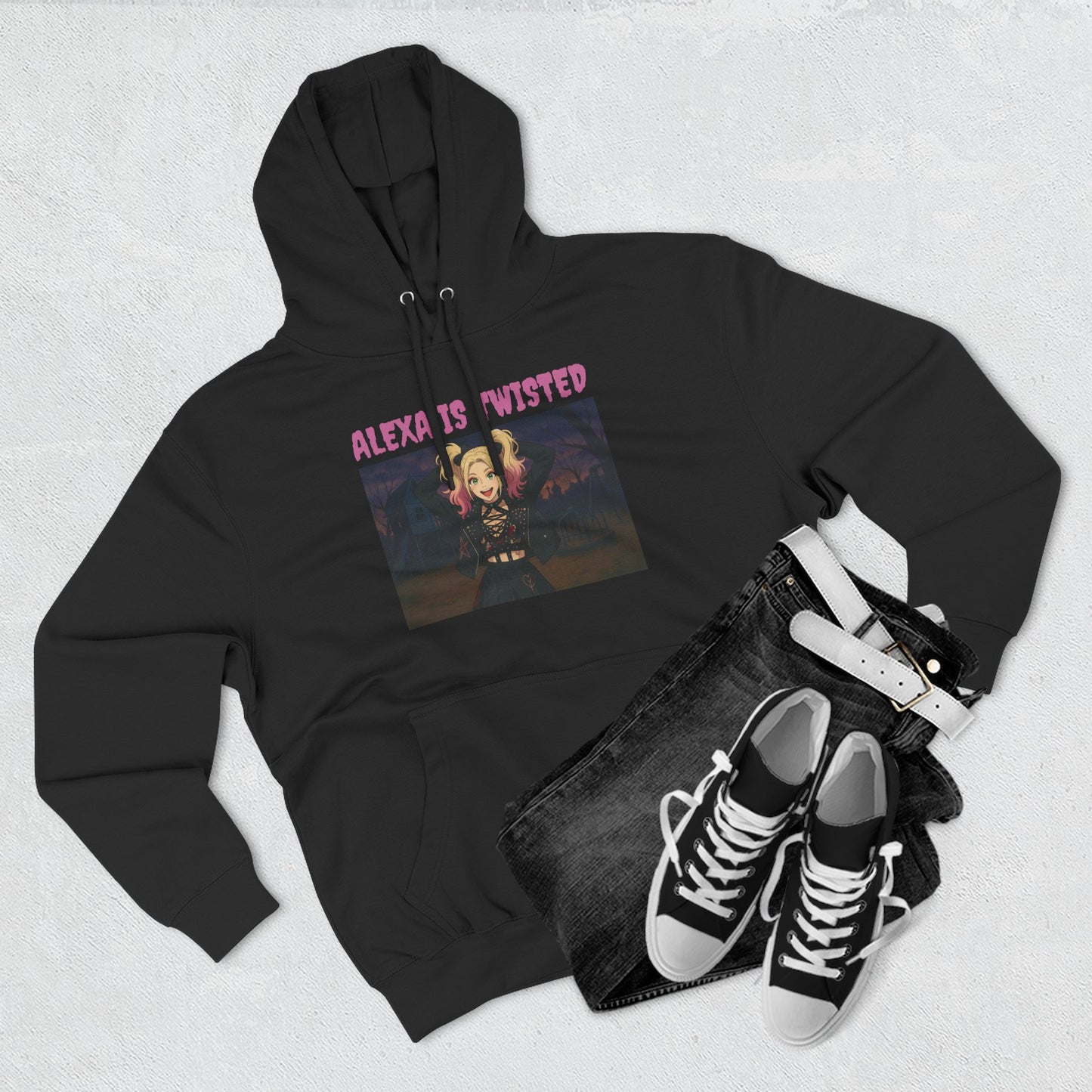Loco Fits Anime Wrestling 'Alexa is Twisted' Three-Panel Fleece Hoodie