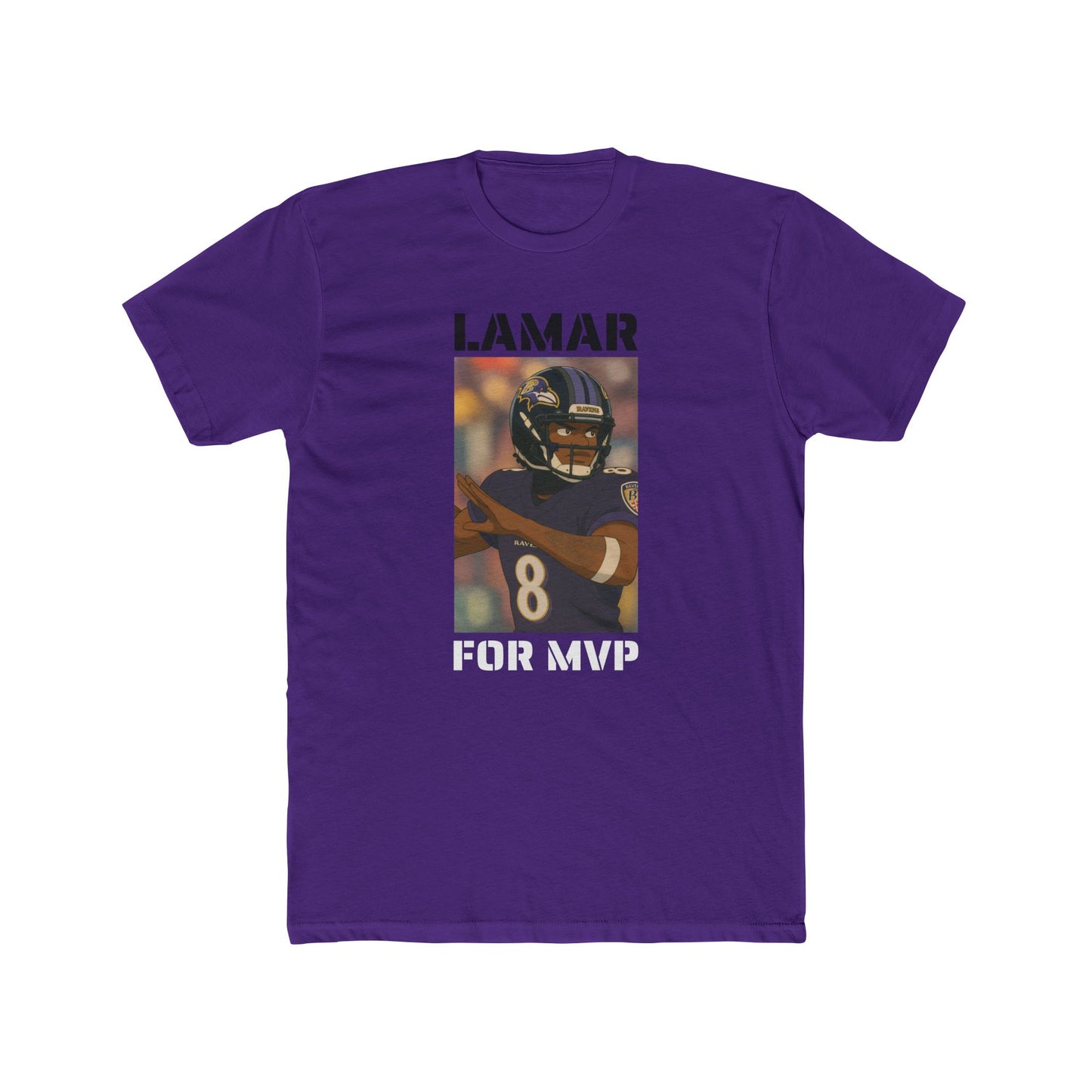 Anime Football 'Lamar For MVP' Cotton Crew Tee
